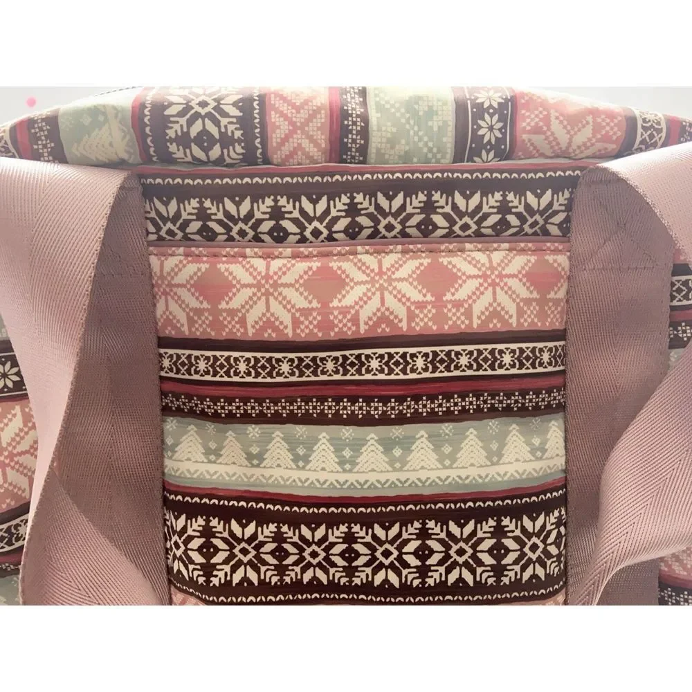 Isaac Mizrahi Tote-Duffle-Carryon-Baby-Overnight Bag-Crossb-Strap-Fair Isle-Gift